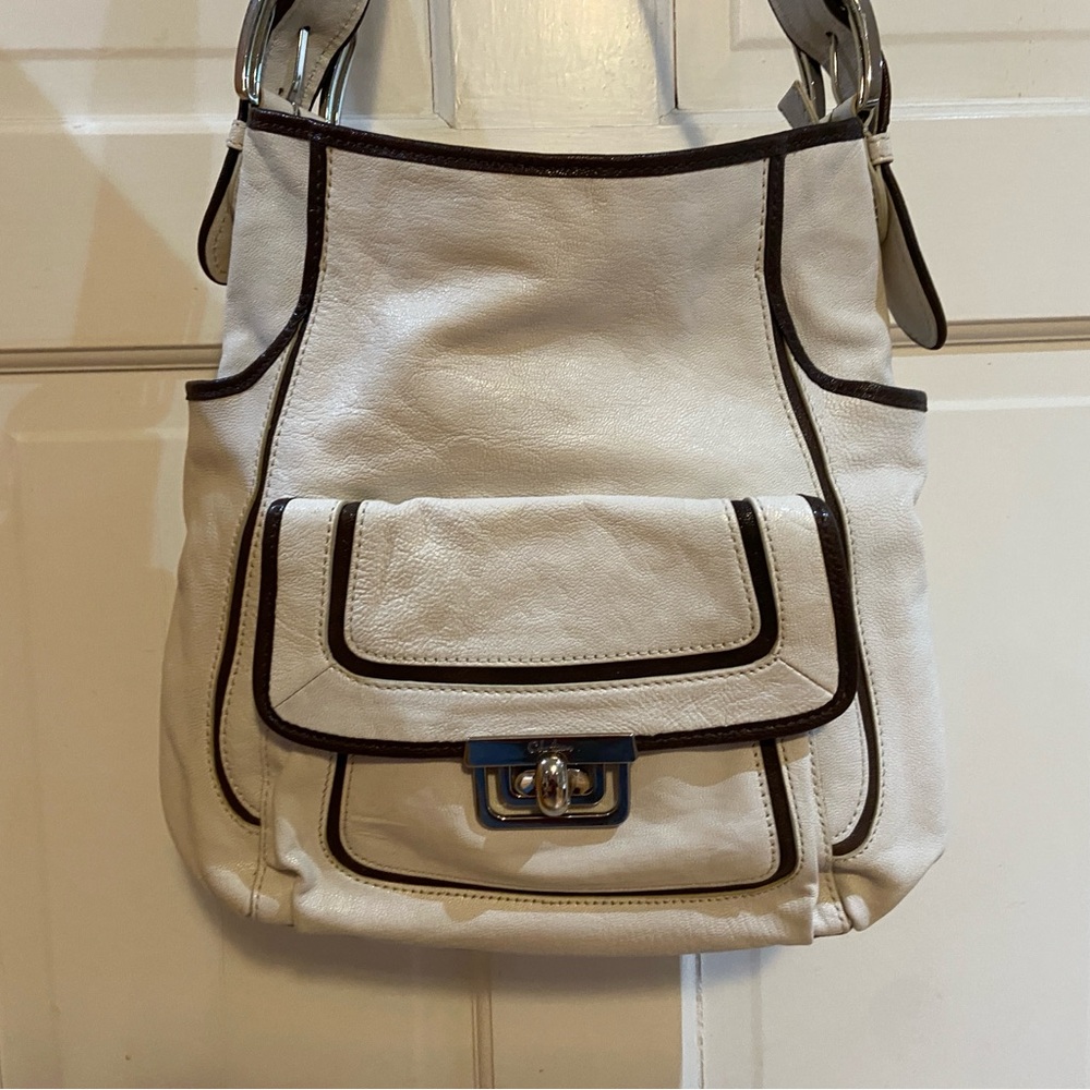Cole Haan Cream and Brown Crossbody Bag